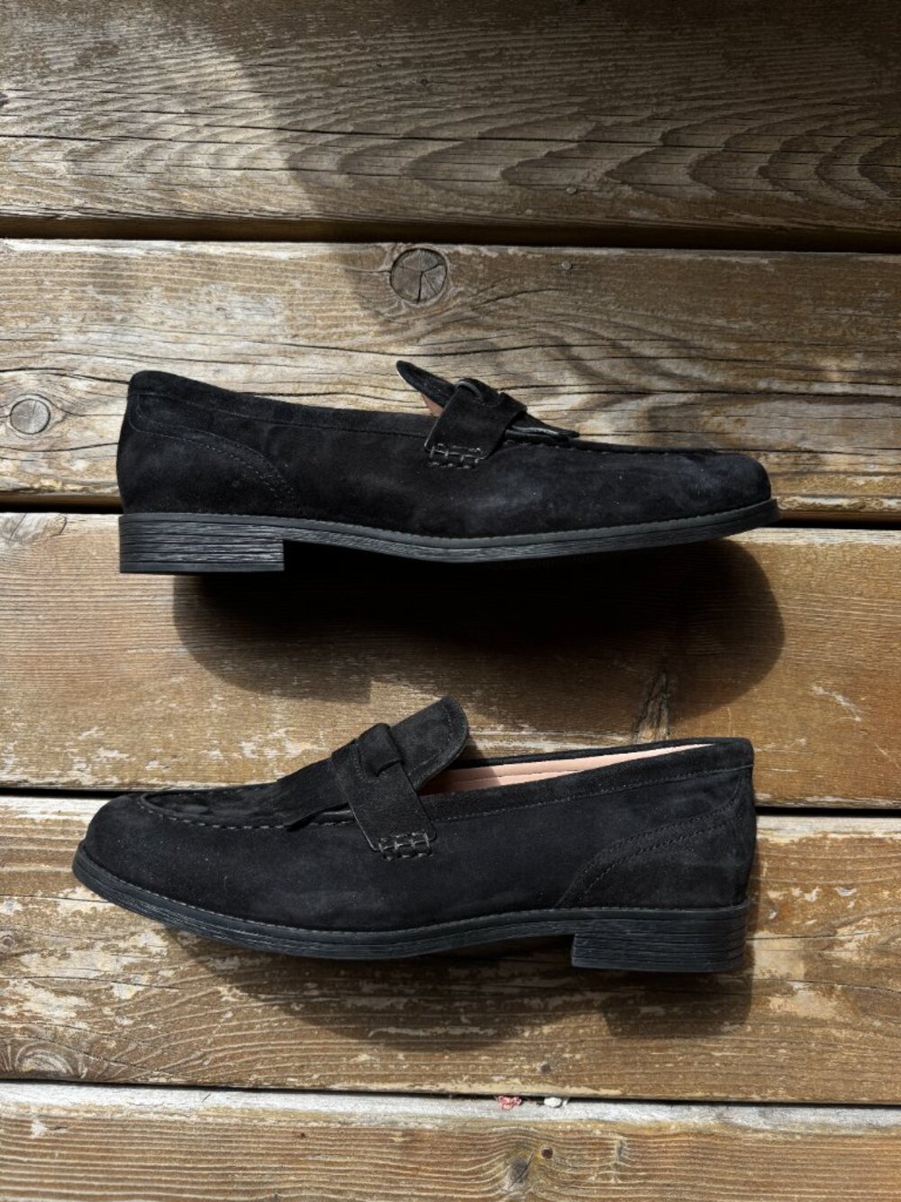 Cole Haan Black Nubuck Stassi Kiltie Fringe Slip On Loafer in Women's 10B - Picture 4 of 14